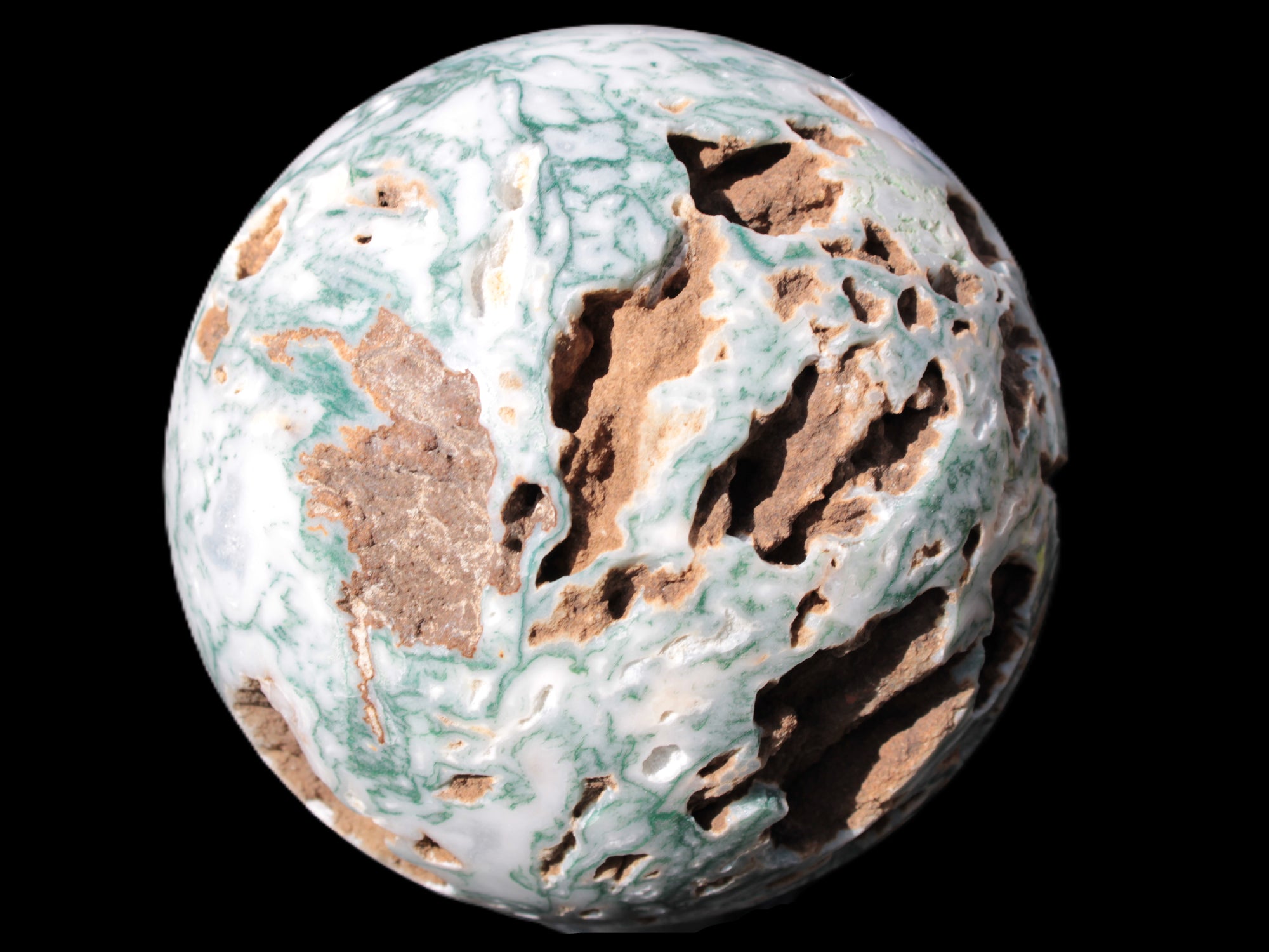 Moss Agate drusy geode sphere 1958g