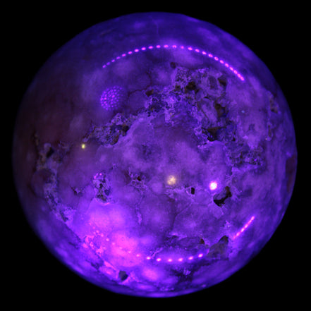 Sakura Agate sphere 98mm 1200g in UV light  - Rocks and Things Store
