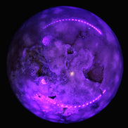 Sakura Agate sphere 98mm 1200g in UV light  - Rocks and Things Store