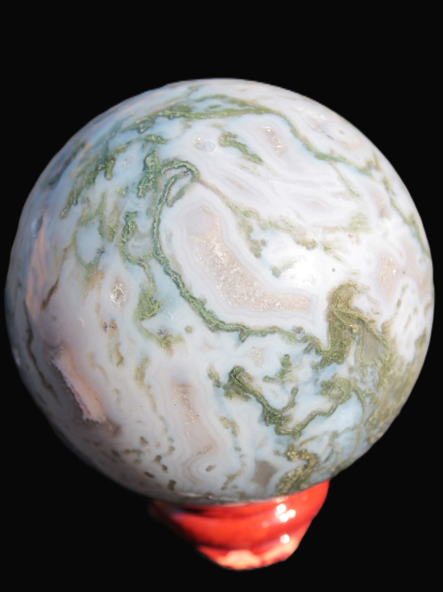 Moss Agate sphere 335g Rocks and Things