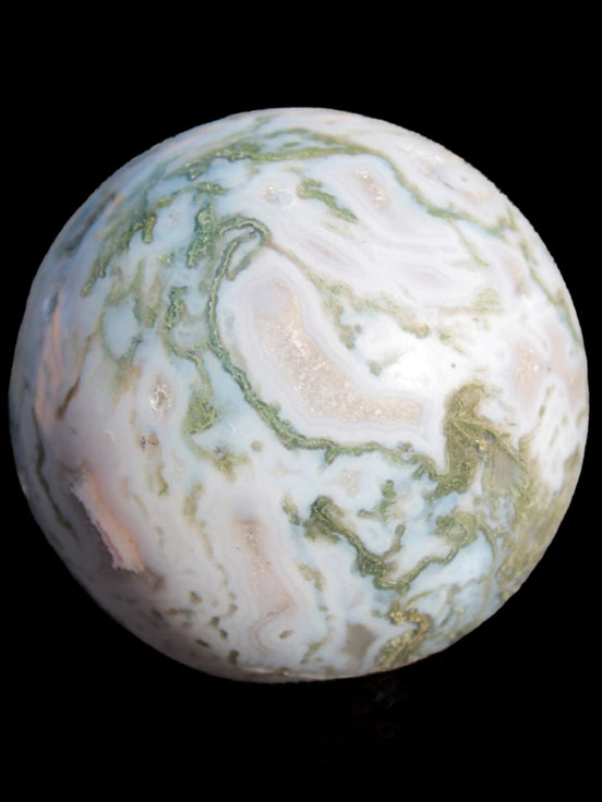 Moss Agate sphere 335g - Rocks and Things Store