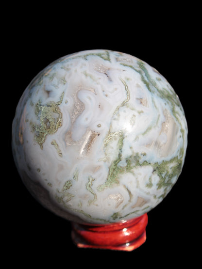 Moss Agate sphere 335g Rocks and Things