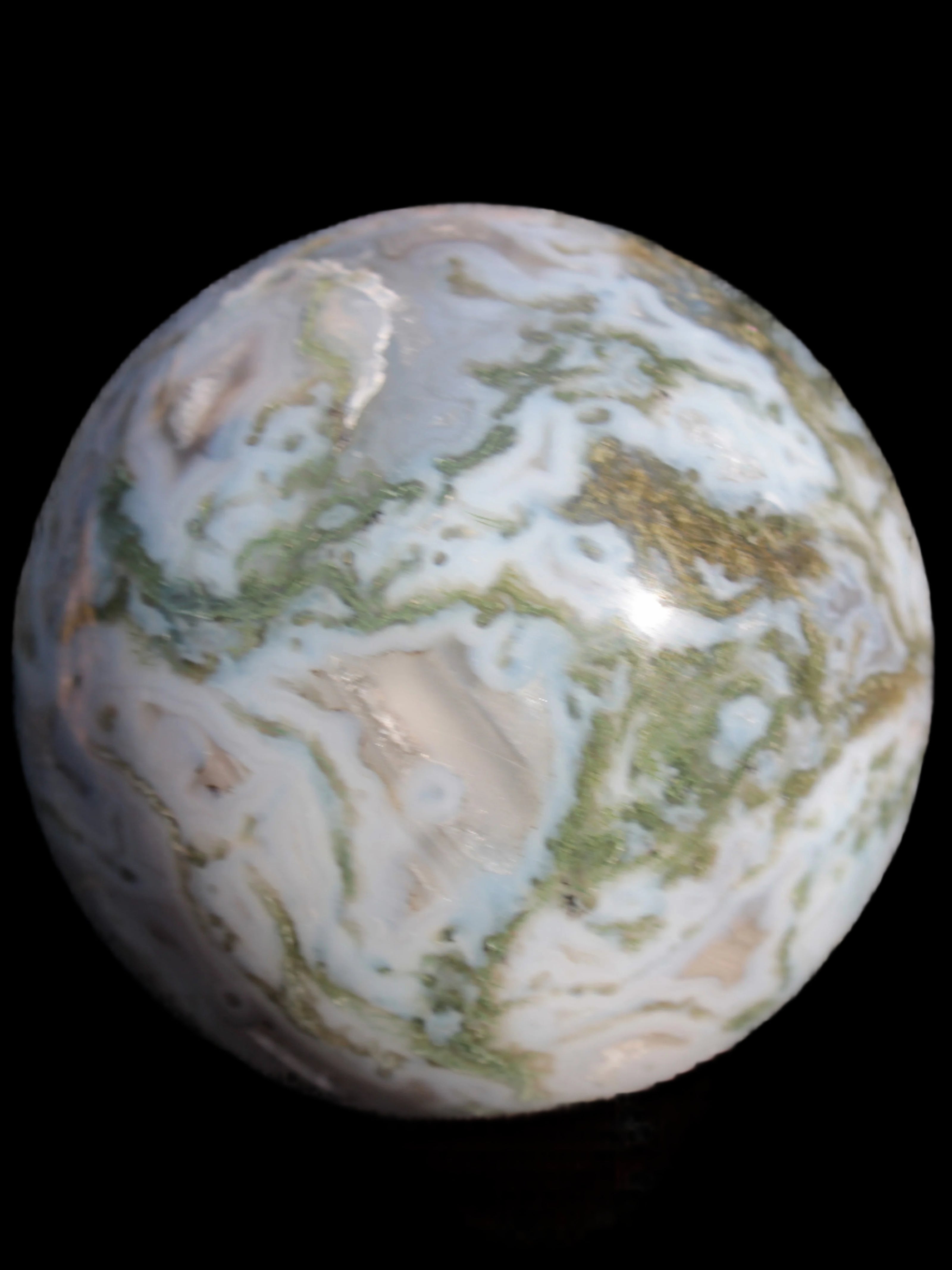 Moss Agate sphere 335g - Rocks and Things Store