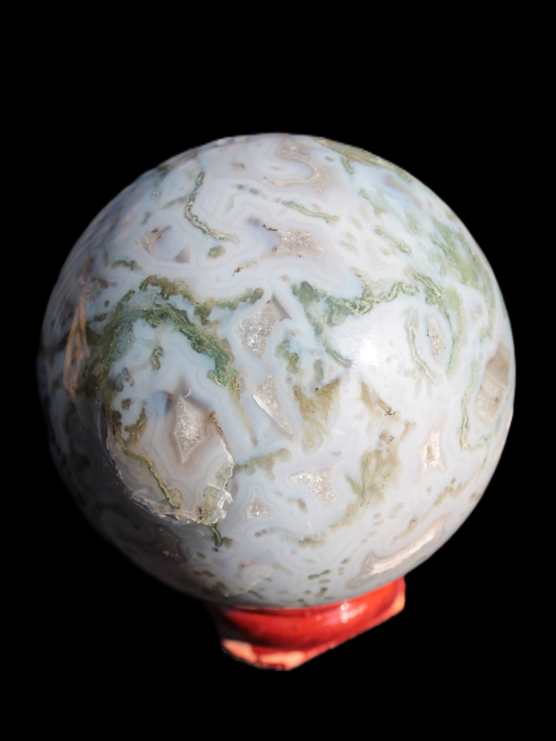 Moss Agate sphere 335g Rocks and Things