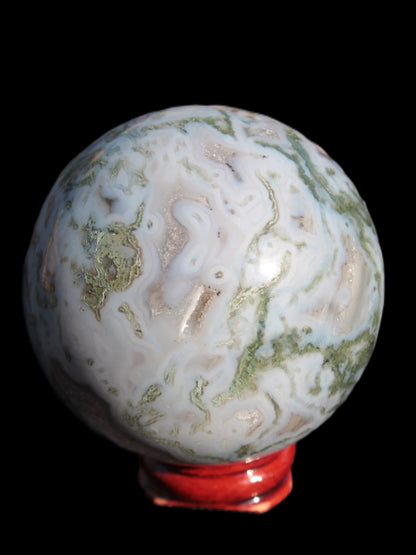 Moss Agate sphere 335g Rocks and Things