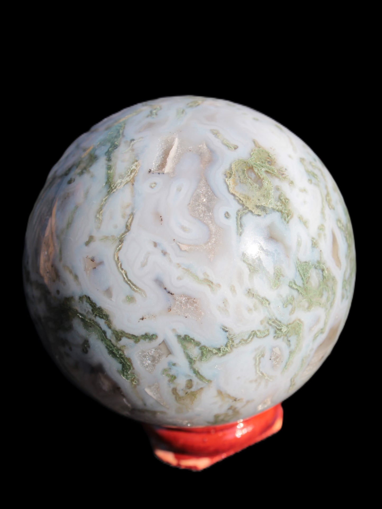 Moss Agate sphere 335g Rocks and Things