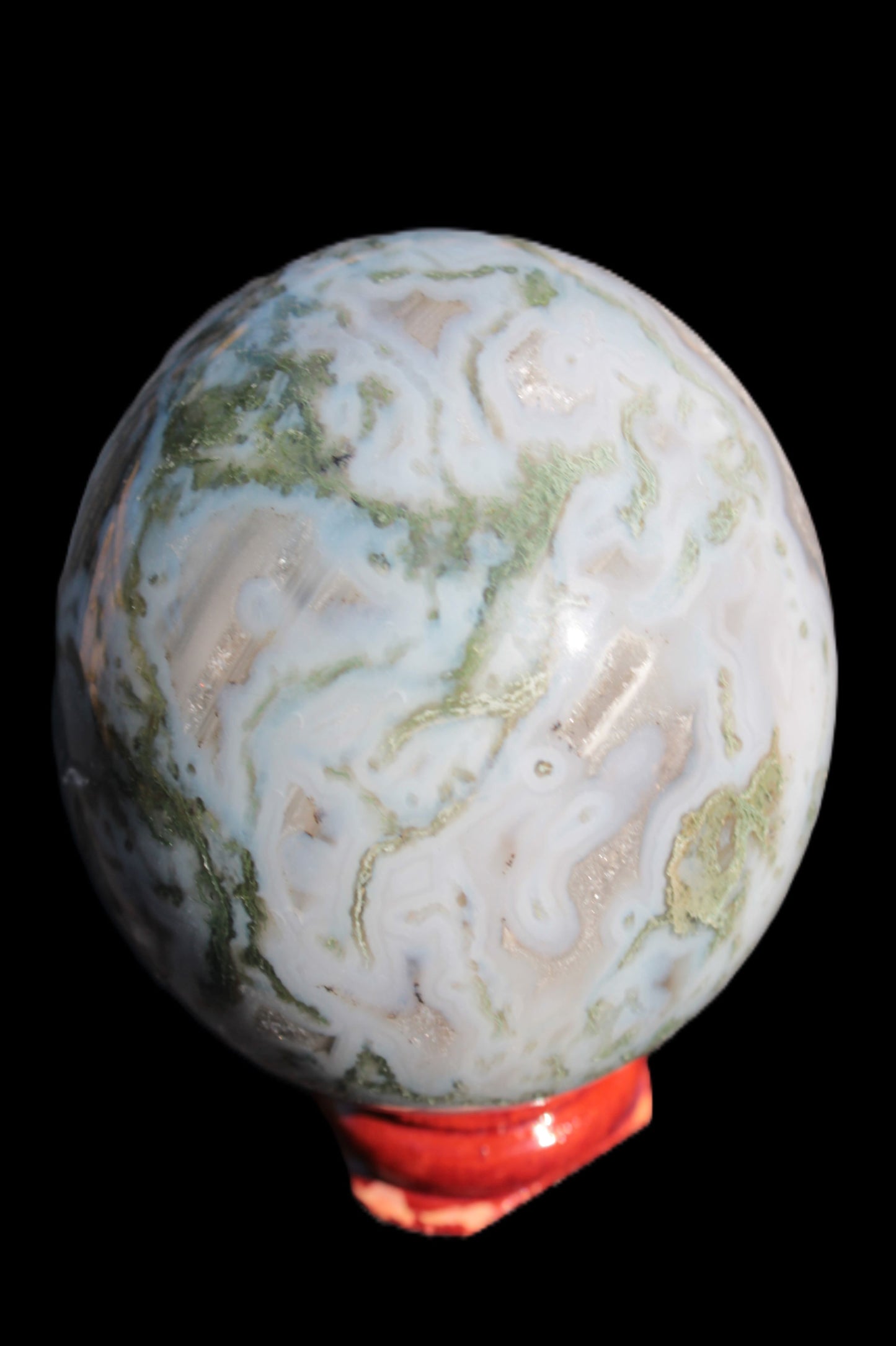 Moss Agate sphere 335g Rocks and Things