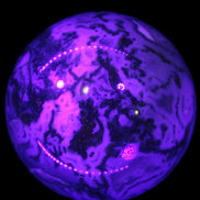 Moss Agate sphere 335g in UV light - Rocks and Things Store