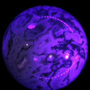 Moss Agate sphere 335g in UV light - Rocks and Things Store