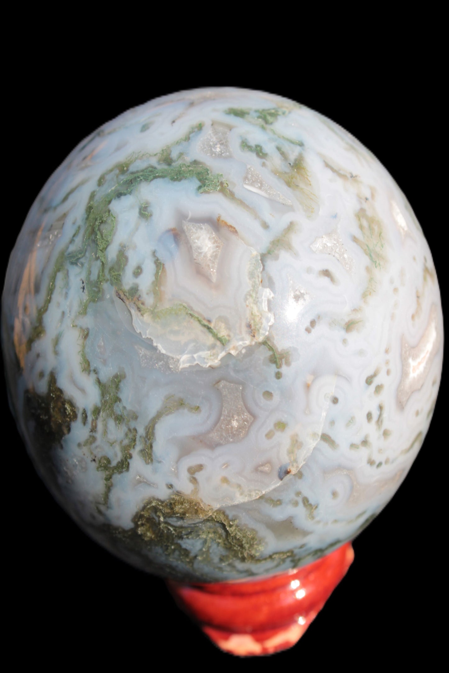 Moss Agate sphere 335g Rocks and Things