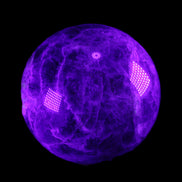 Chevron Fantasy Amethyst sphere 1424g in UV light - Rocks and Things Store