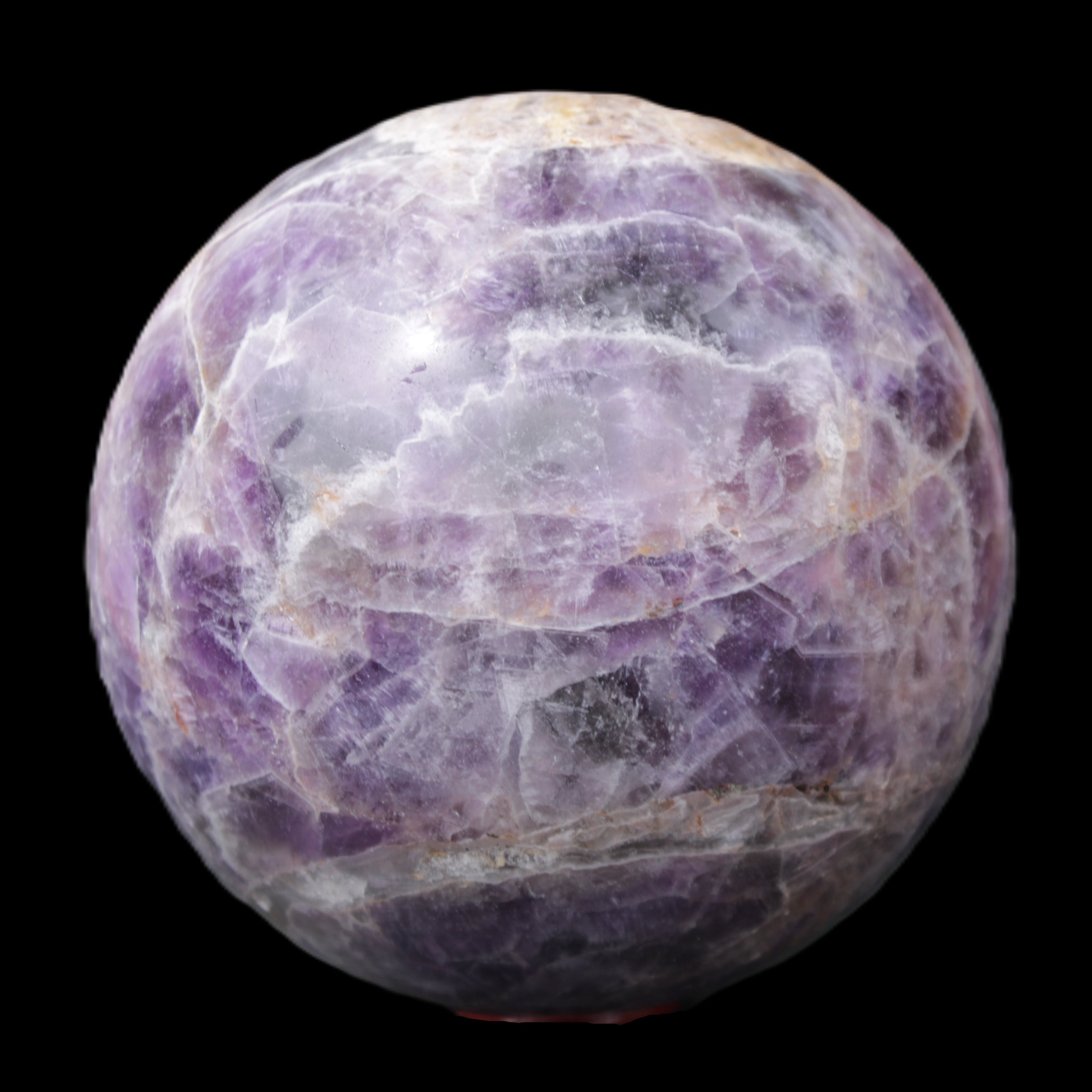 Chevron Fantasy Amethyst sphere 96mm 1424g in sunlight - Rocks and Things Store
