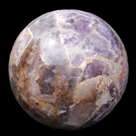 Chevron Fantasy Amethyst sphere 96mm 1424g in sunlight - Rocks and Things Store