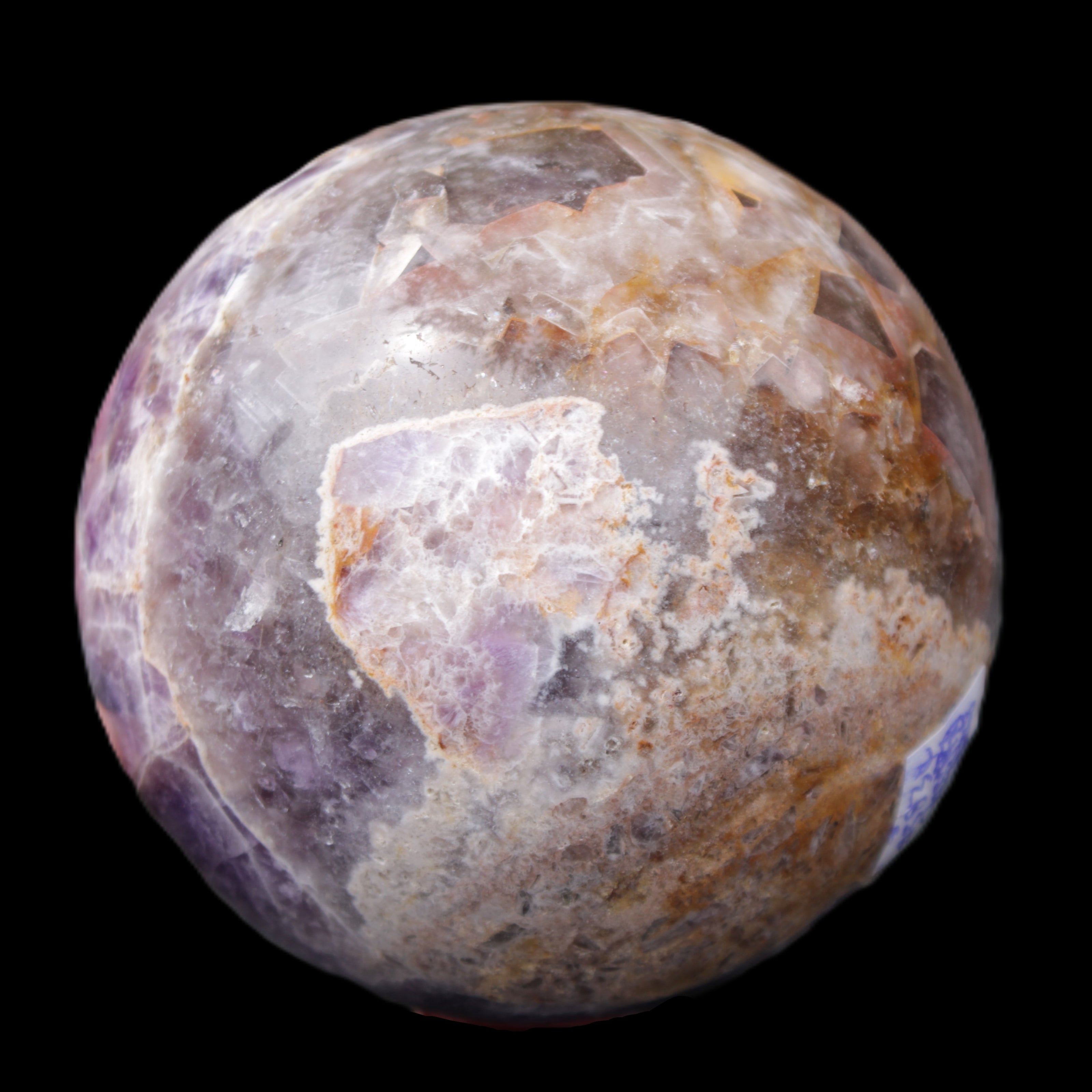 Chevron Fantasy Amethyst sphere 96mm 1424g in sunlight - Rocks and Things Store