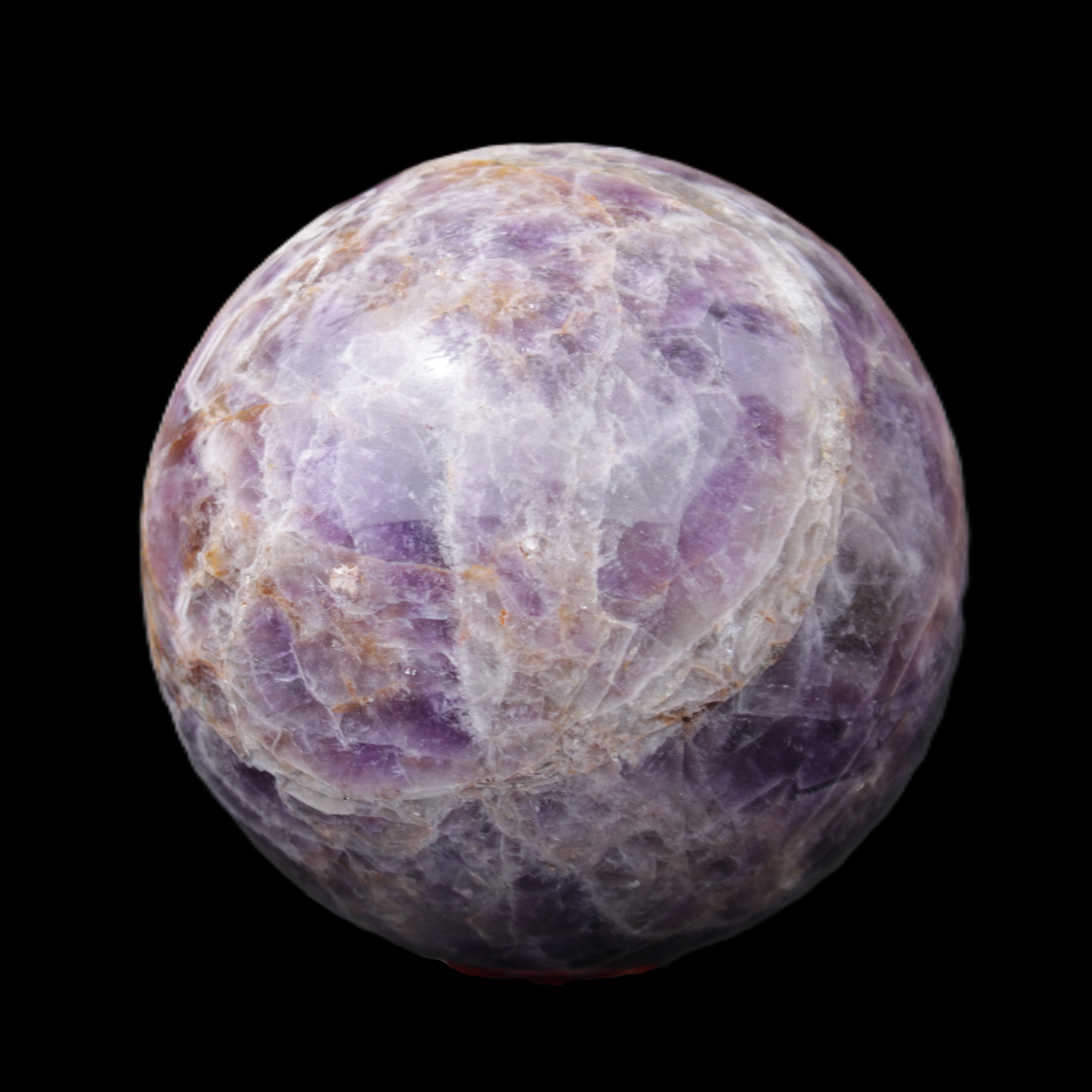 Chevron Fantasy Amethyst sphere 96mm 1424g in sunlight - Rocks and Things Store