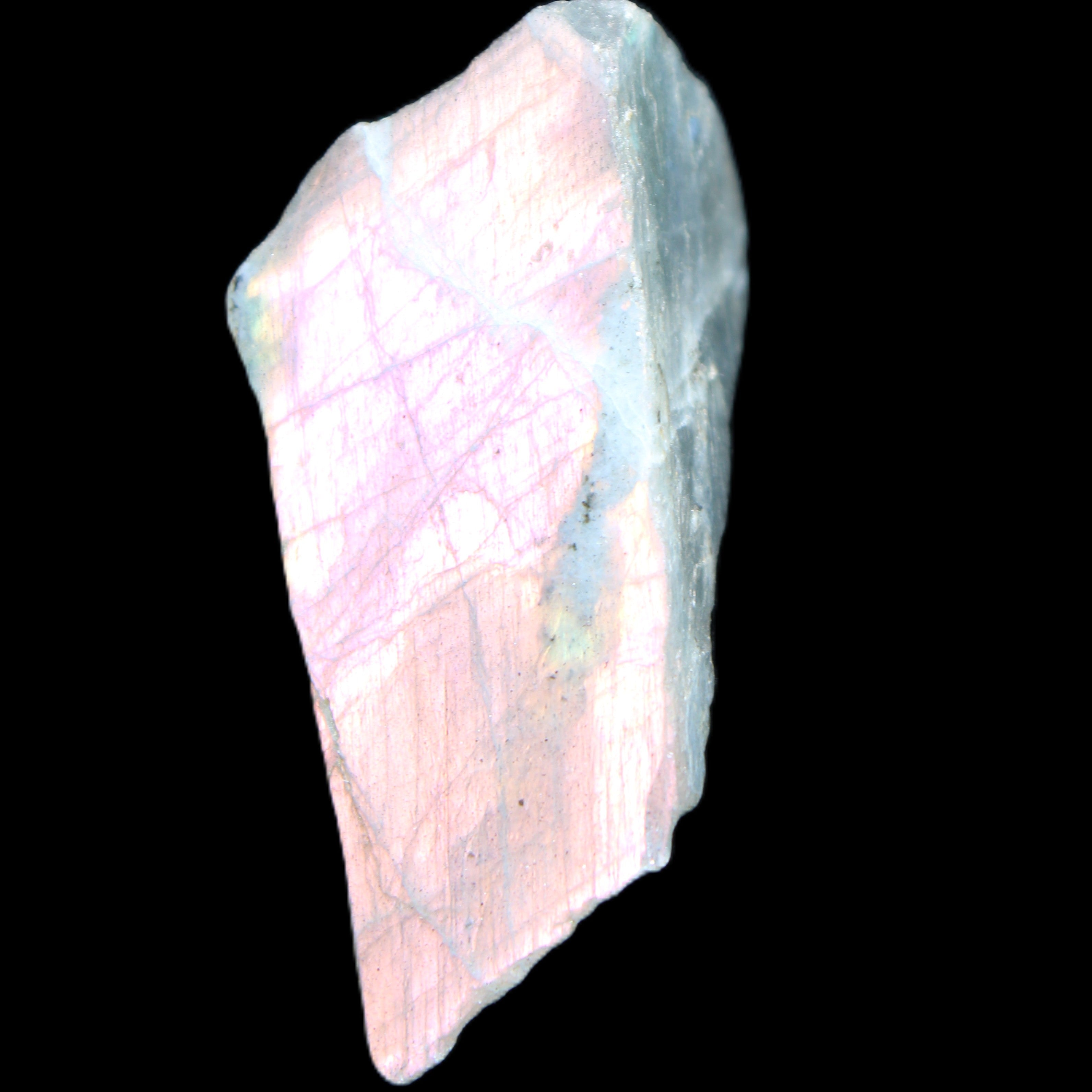 Violet flash Labradorite rough and polished 47g in sunlight - Rocks and Things Store