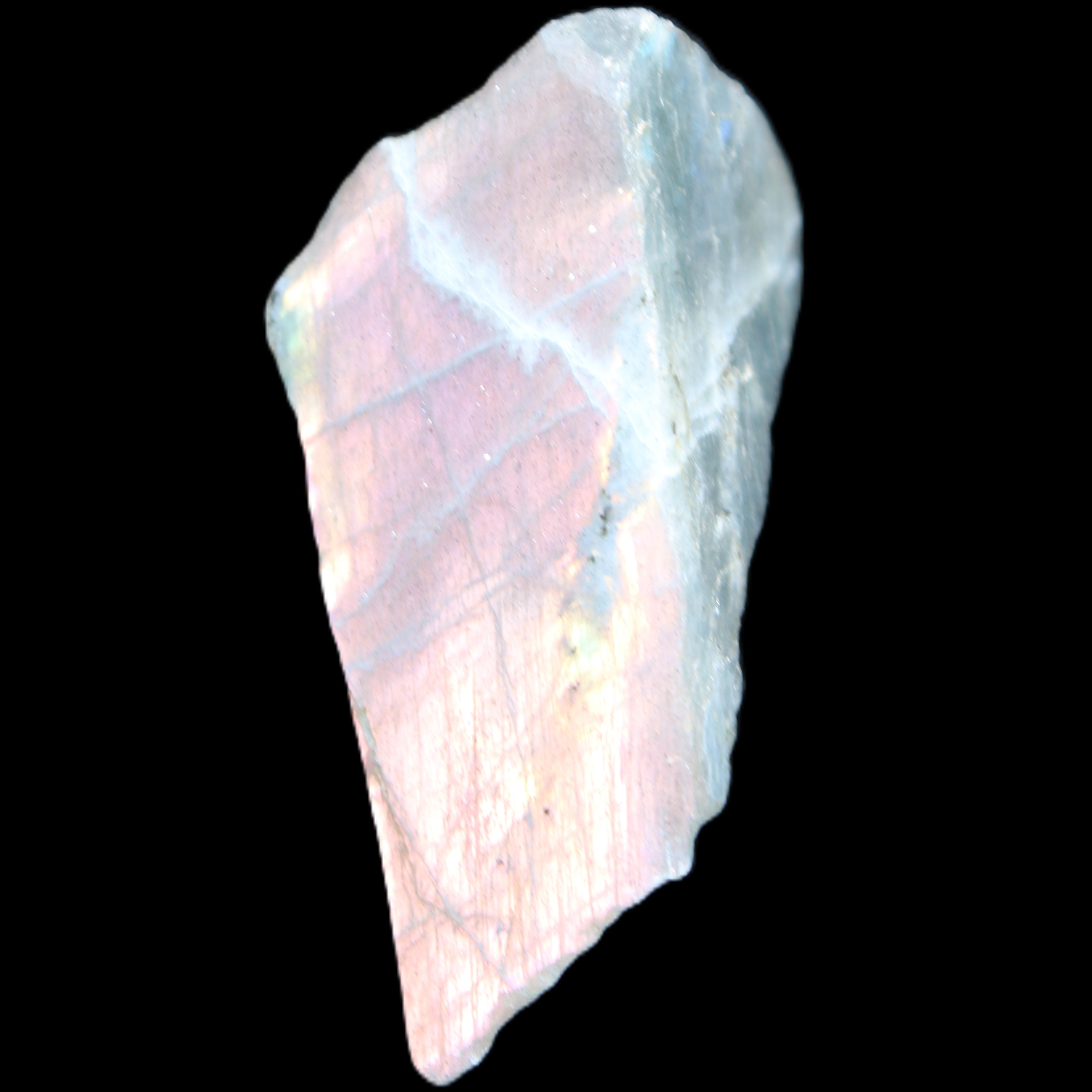 Violet flash Labradorite rough and polished 47g in sunlight - Rocks and Things Store