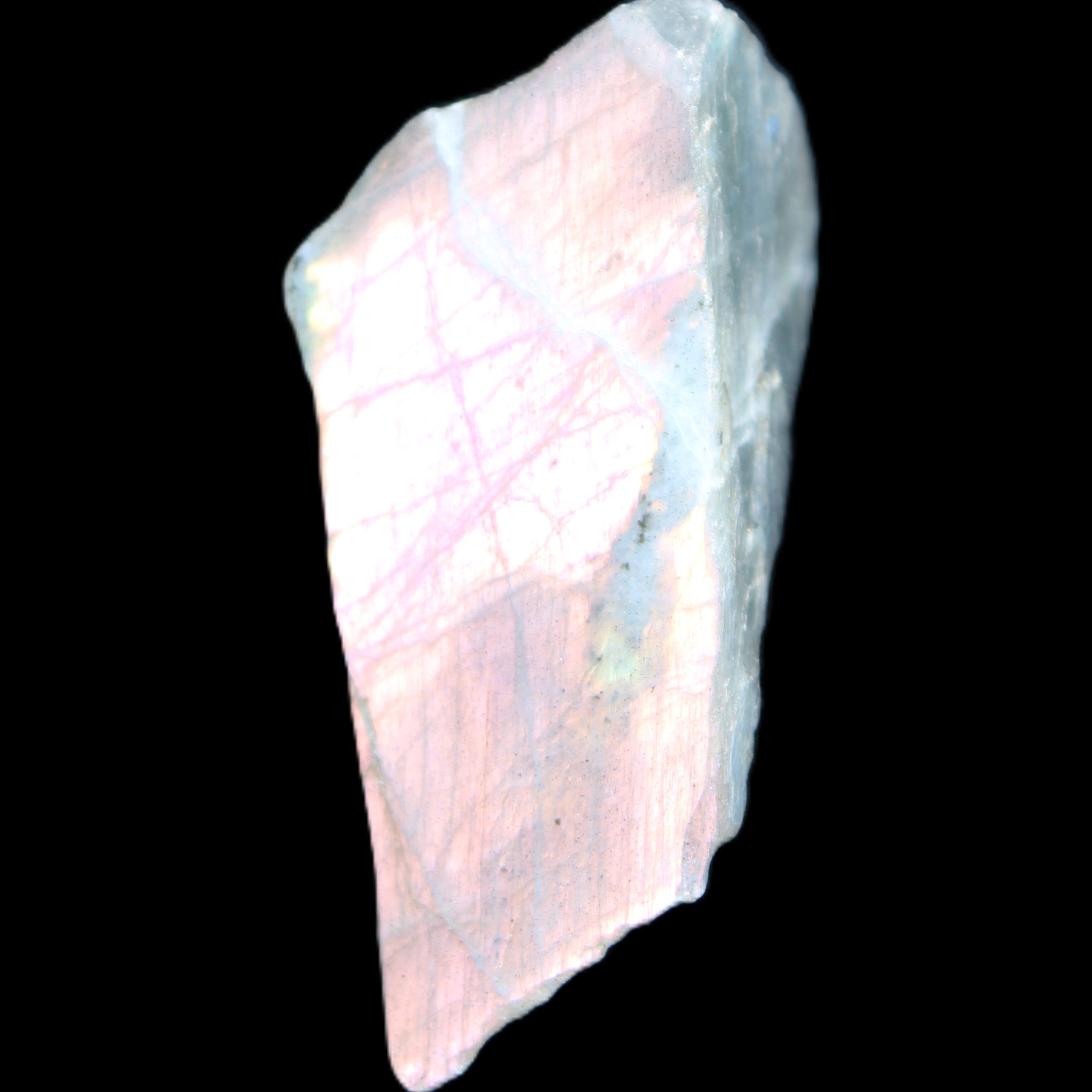 Violet flash Labradorite rough and polished 47g in sunlight - Rocks and Things Store