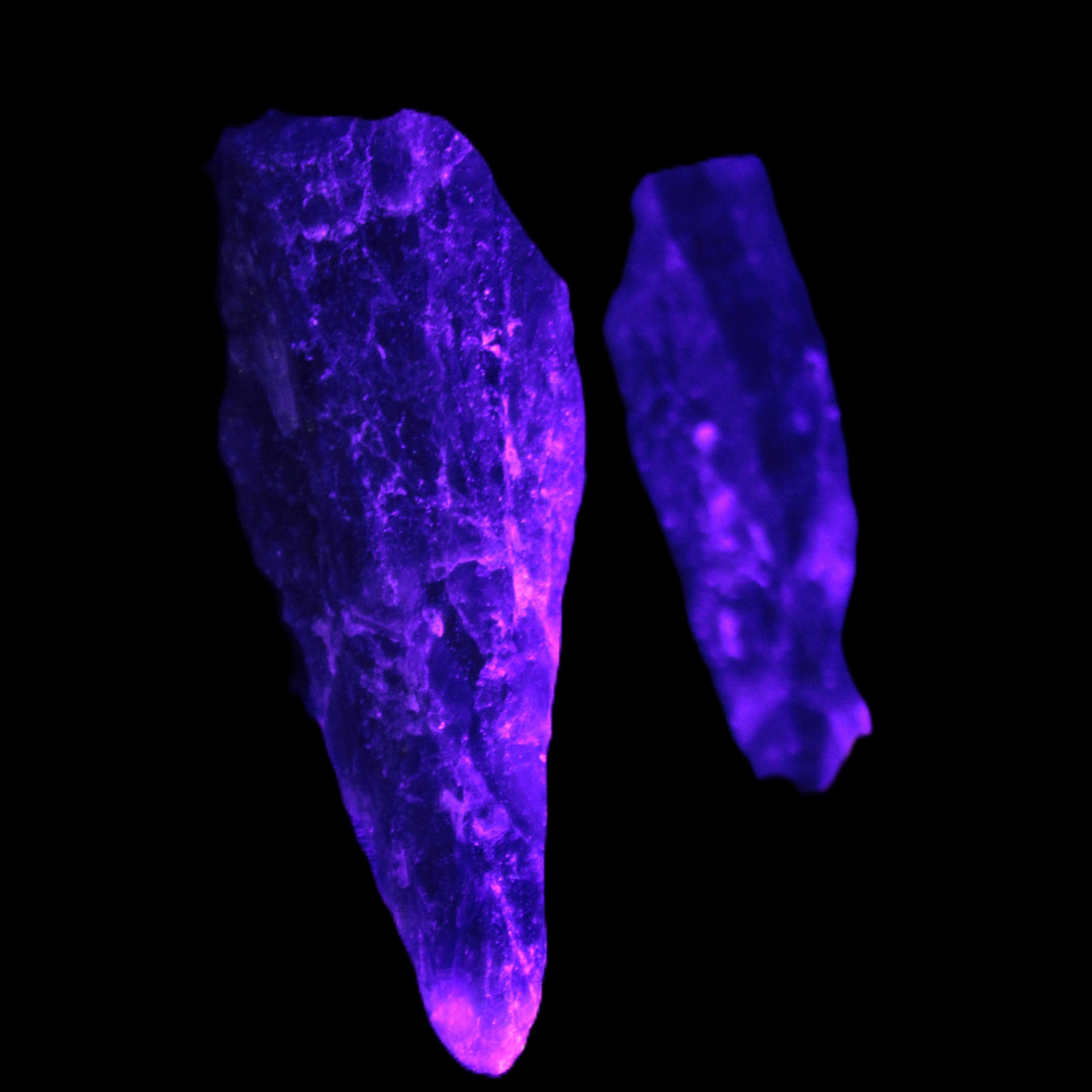 Super Seven Elestial Amethyst 1/2 crystals 12-17g in UV light - Rocks and Things Store