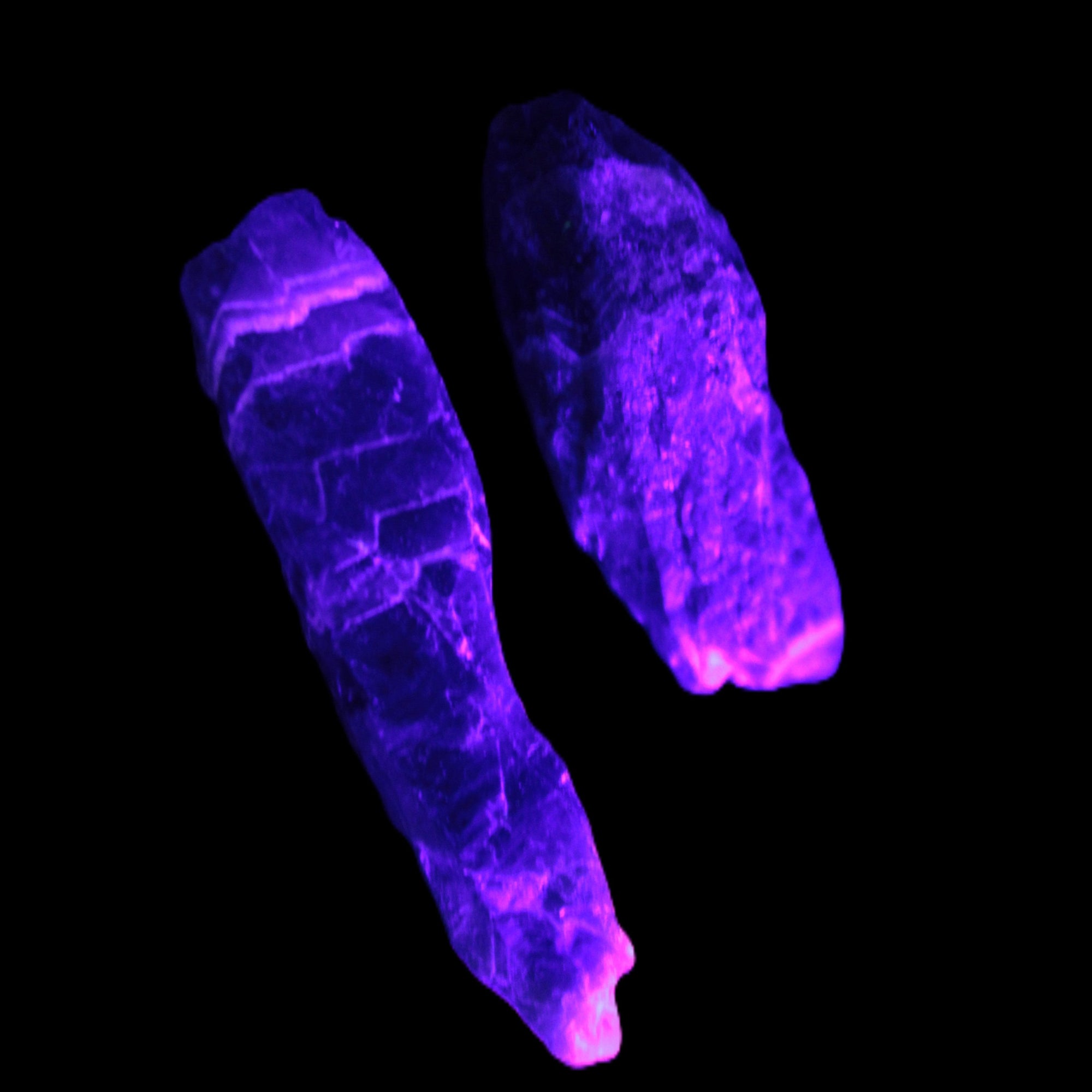 Super Seven Elestial Amethyst 1/2 crystals 12-17g in UV light - Rocks and Things Store