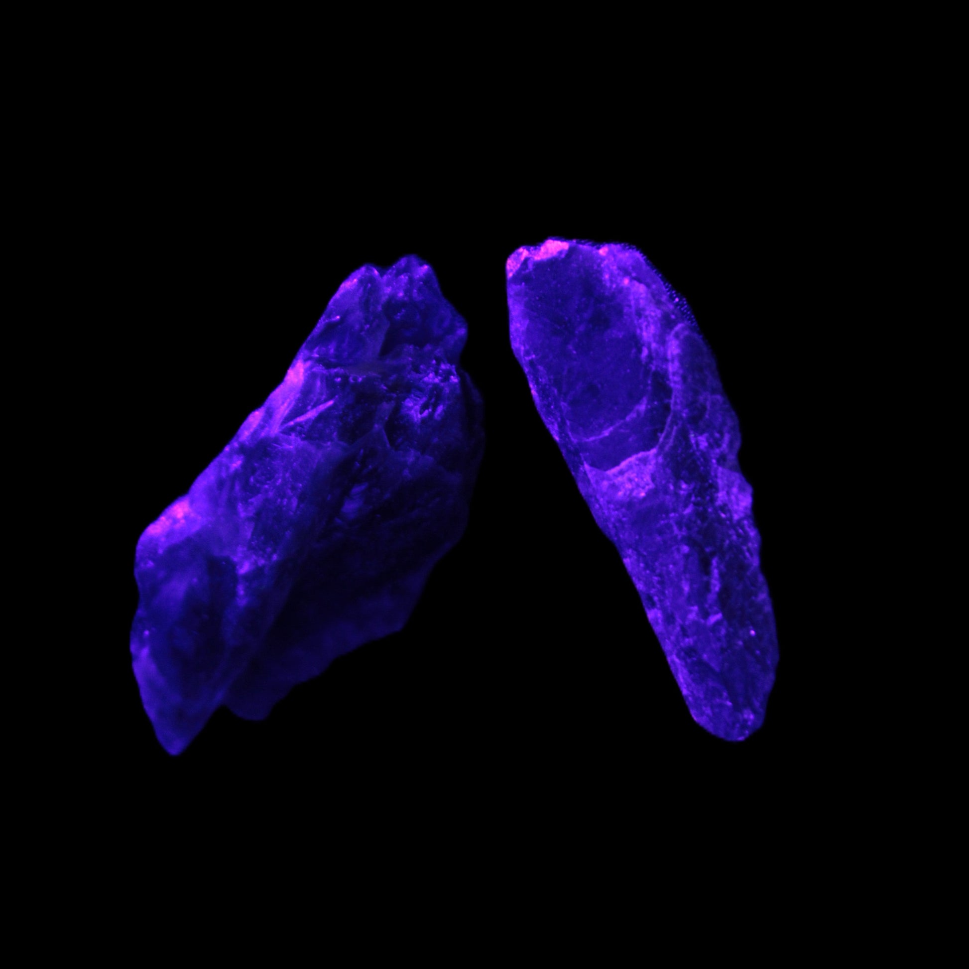 Super Seven Elestial Amethyst 1/2 crystals 12-17g in UV light - Rocks and Things Store