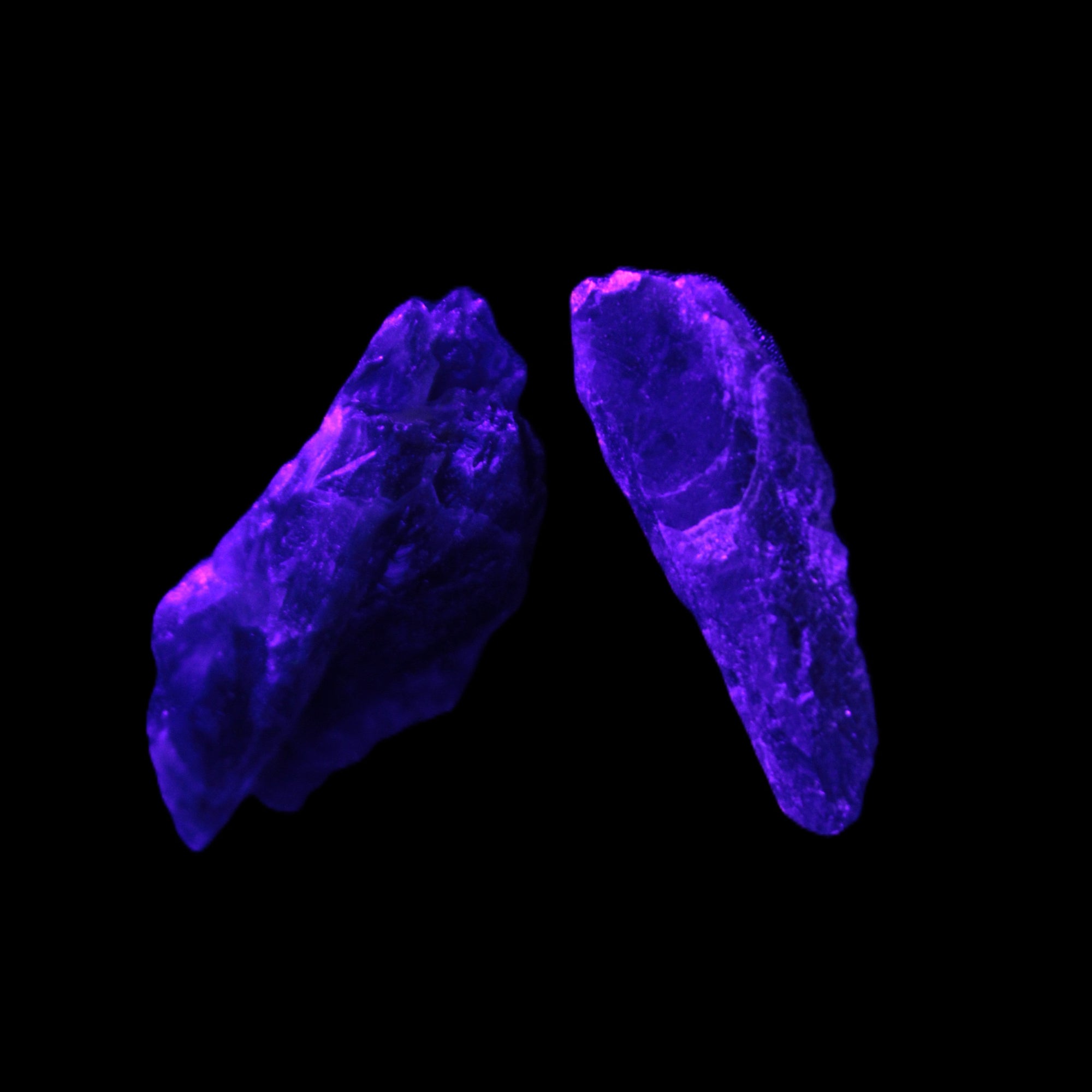 Super Seven Elestial Amethyst 1/2 crystals 12-17g in UV light - Rocks and Things Store