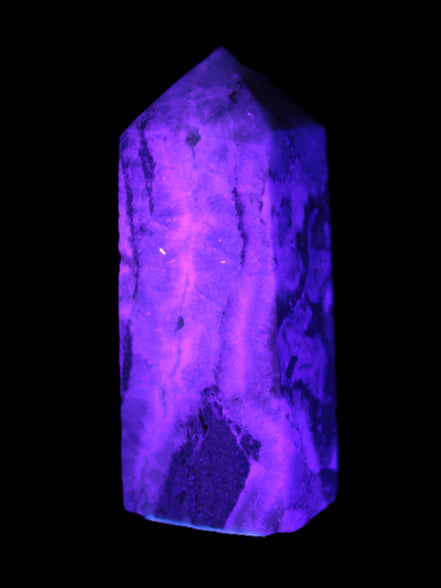 Hemimorphite Sky Blue wand 60mm 56.5g in UV light - Rocks and Things Store