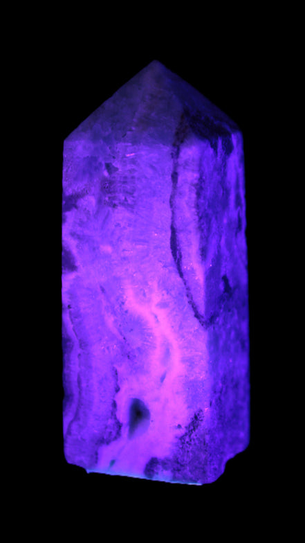 Hemimorphite Sky Blue wand 60mm 56.5g in UV light - Rocks and Things Store
