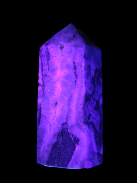 Hemimorphite Sky Blue wand 60mm 56.5g in UV light - Rocks and Things Store