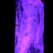 Hemimorphite Sky Blue wand 60mm 56.5g in UV light - Rocks and Things Store