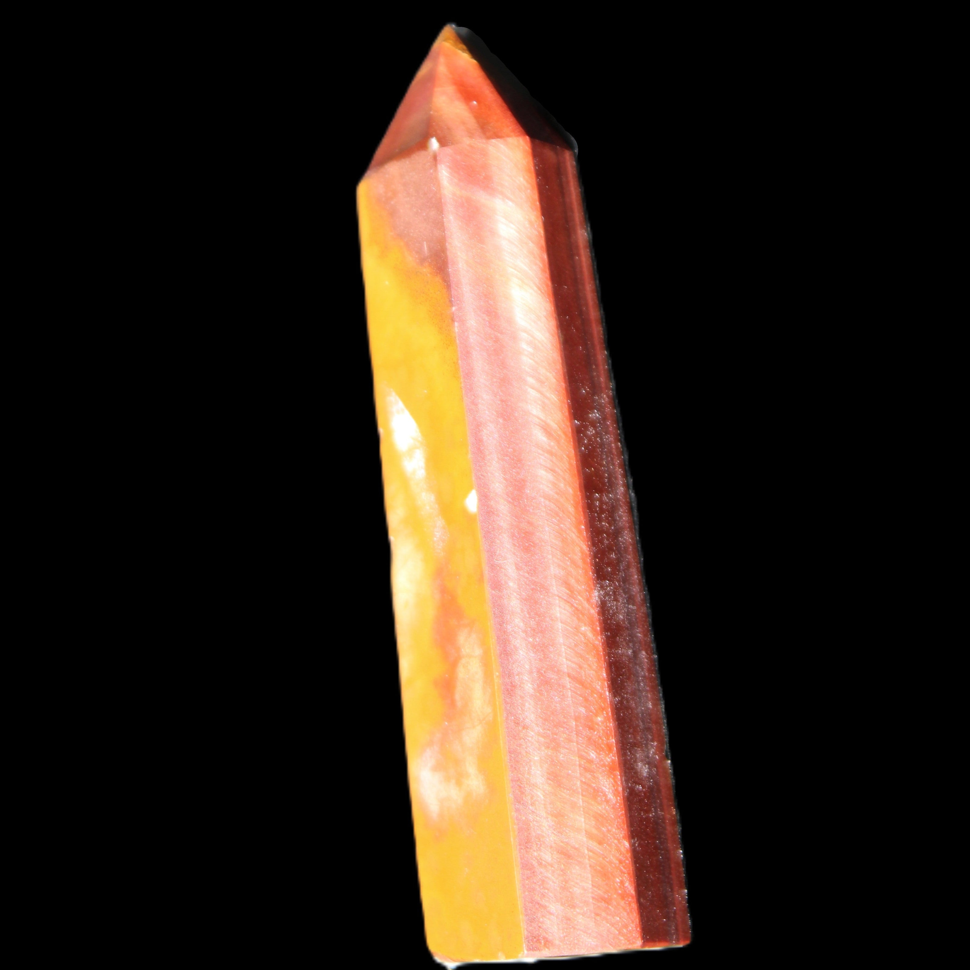 Red Tigers Eye wand 57mm 45.6g in sunlight - Rocks and Things Store