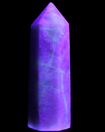 Moonstone wand 77mm 71.8g in UV light - Rocks and Things Store