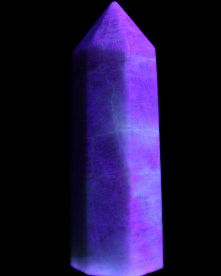 Moonstone wand 77mm 71.8g in UV light - Rocks and Things Store