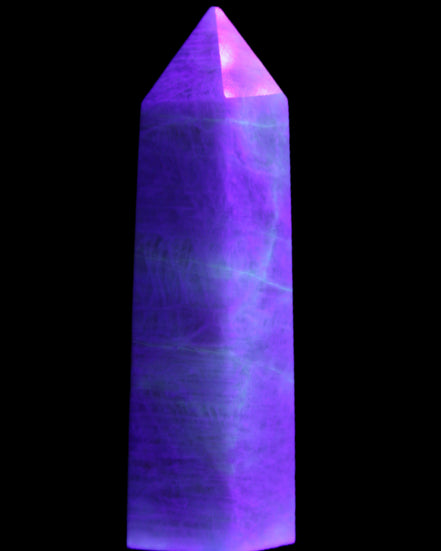 Moonstone wand 77mm 71.8g in UV light - Rocks and Things Store