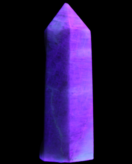 Moonstone wand 77mm 71.8g in UV light - Rocks and Things Store