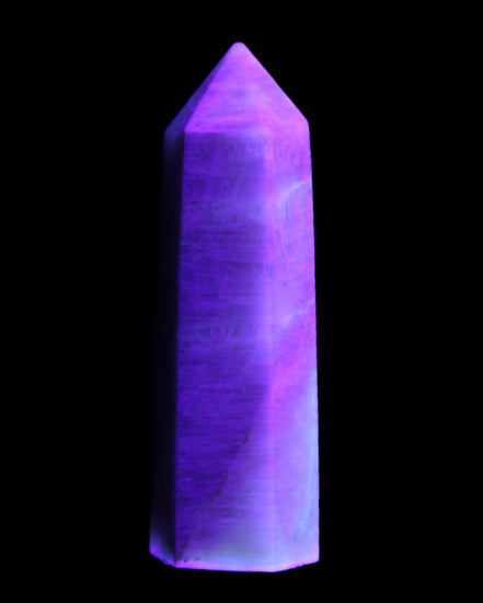 Moonstone wand 77mm 71.8g in UV light - Rocks and Things Store