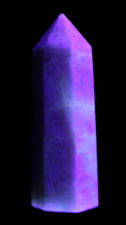 Moonstone wand 77mm 71.8g in UV light - Rocks and Things Store