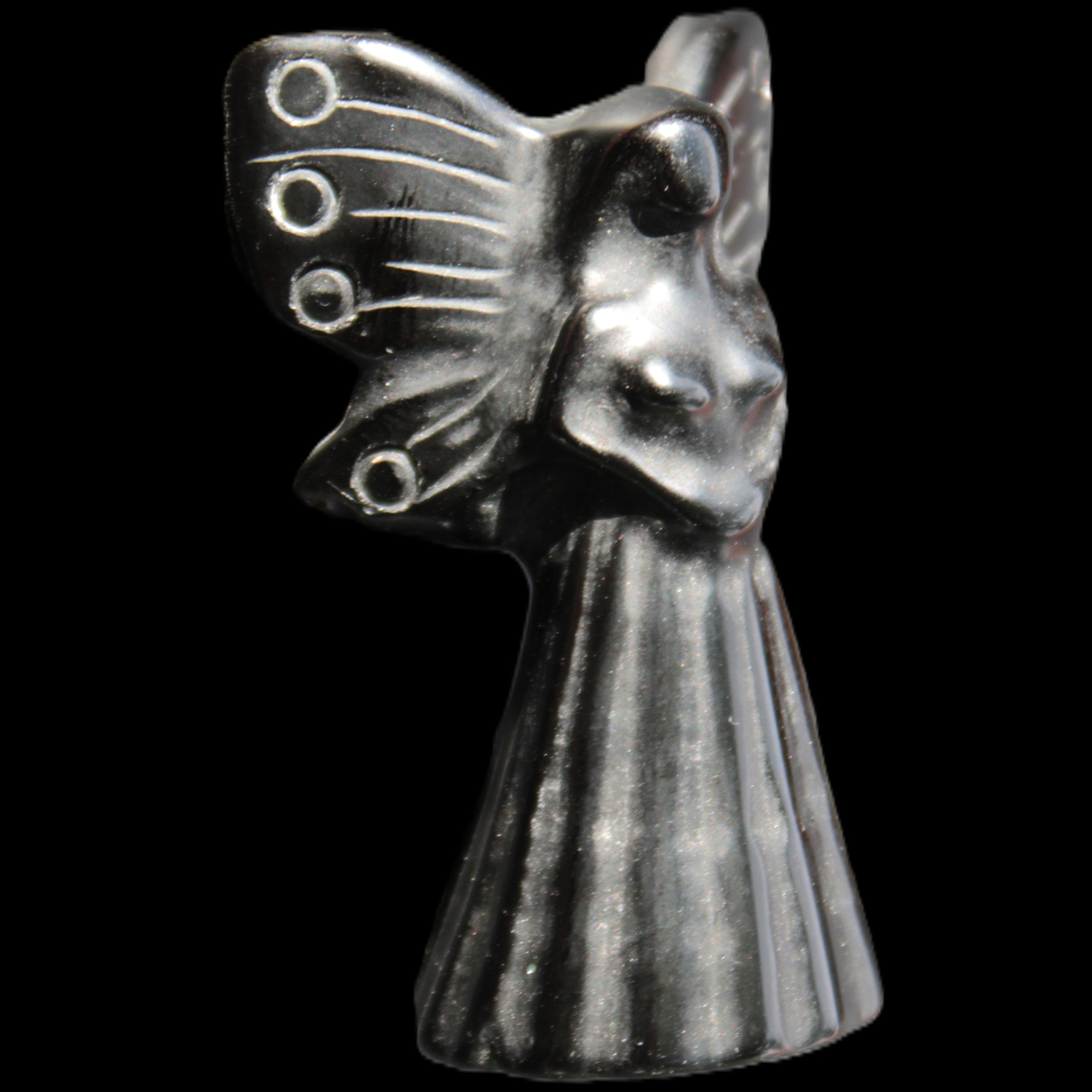 Obsidian hand-carved flower faerie 26*59mm 37.7g Rocks and Things Store
