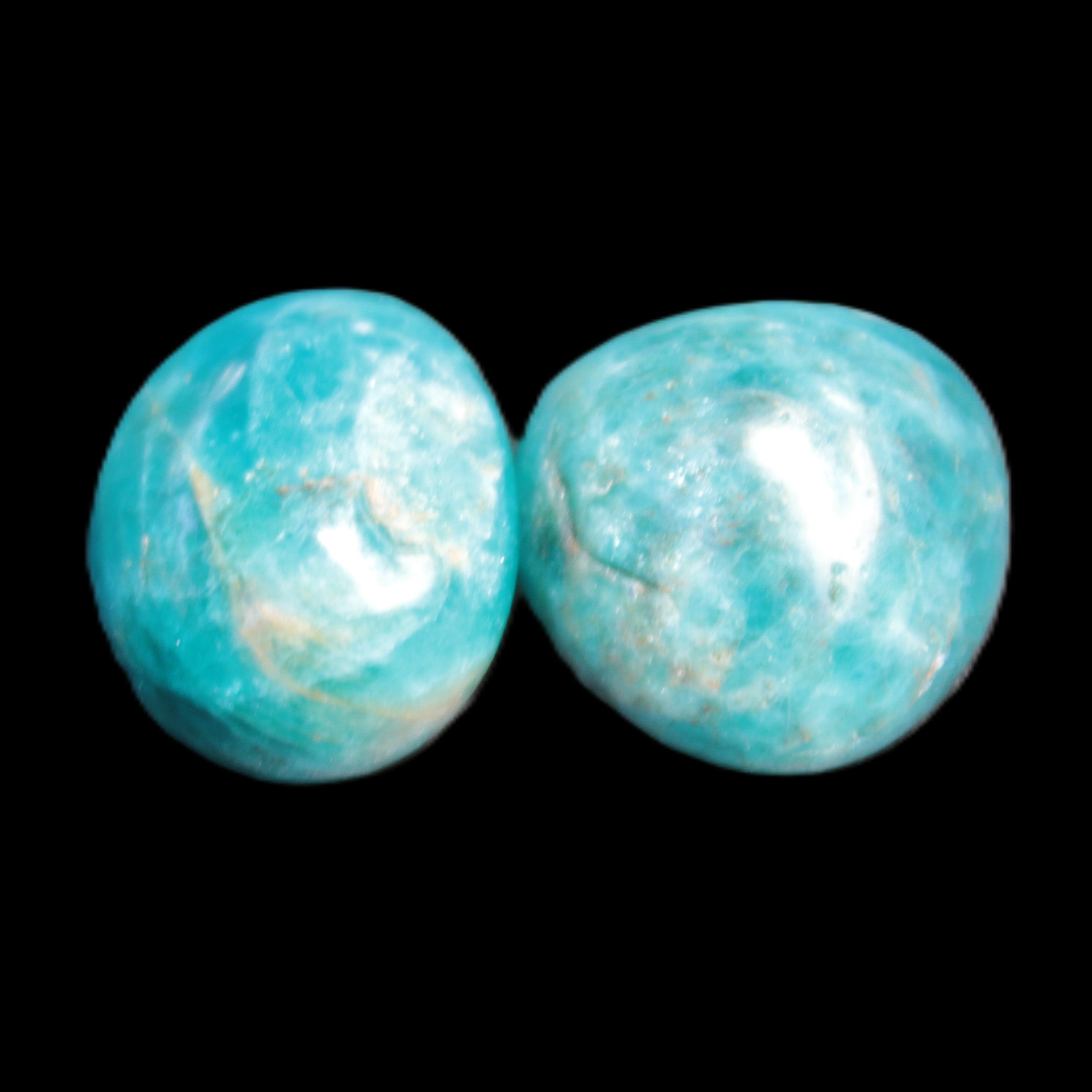Neon Blue Apatite 2 tumbled stones 17-20mm 14g Rocks and Things Store
