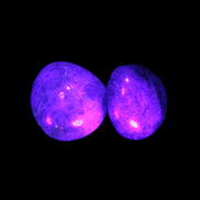 Neon Blue Apatite 2 tumbled stones 17-20mm 14g in UV light - Rocks and Things Store