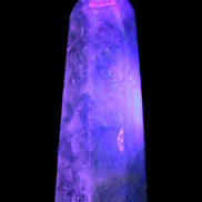 Green Fluorite obelisk 707g in UV light - Rocks and Things Store