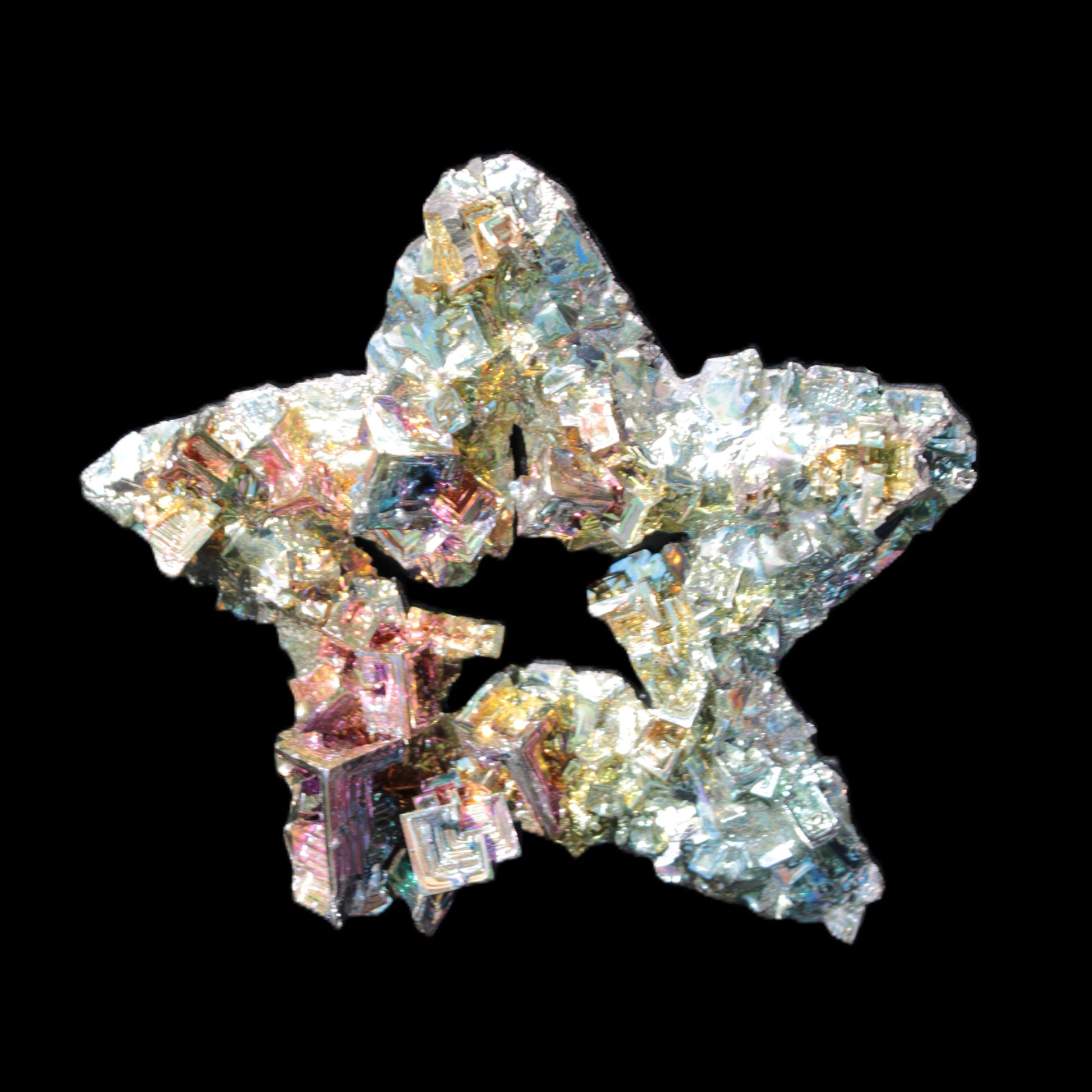 Spectacular Bismuth rainbow star 106*102*30mm 277g Rocks and Things Store