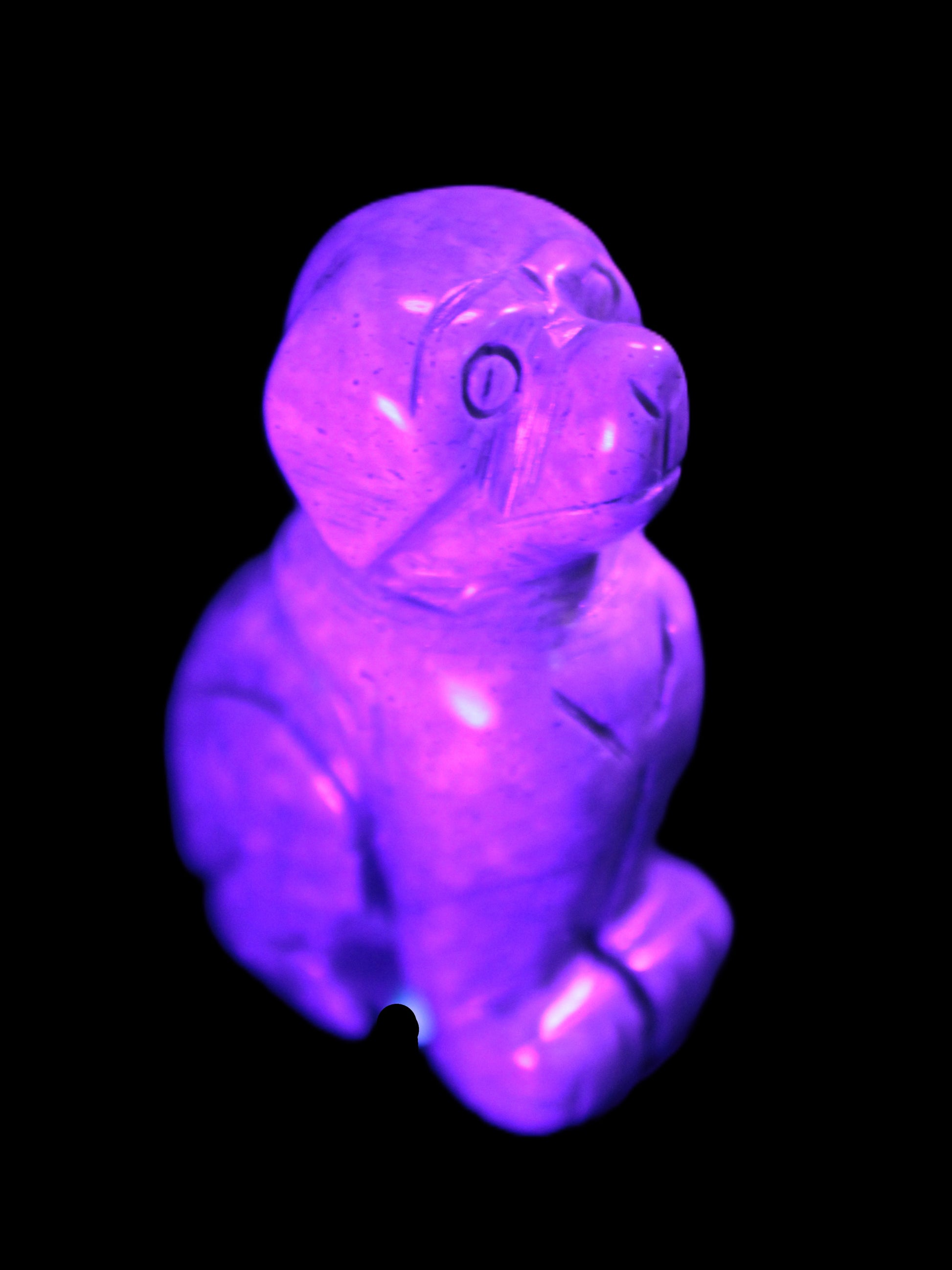 Hand carved Stone dog 34*20*52mm 54.4g in UV light