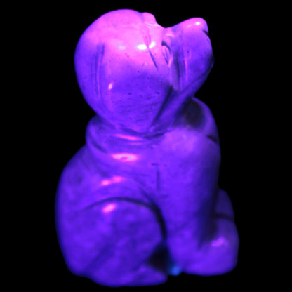 Hand carved Stone dog 34*20*52mm 54.4g in UV light