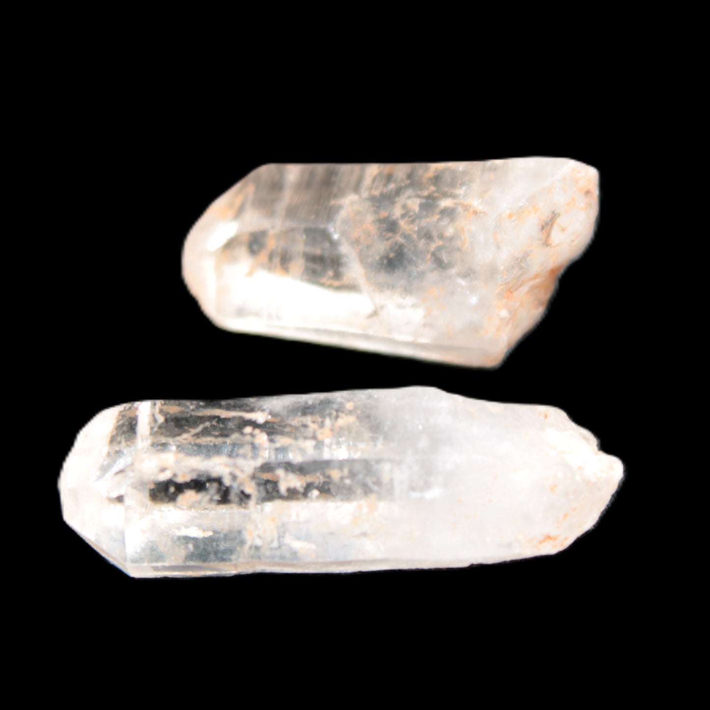 Two Fenster skeletal Enhydro crystals with hydrocarbons 4.8-8.6g