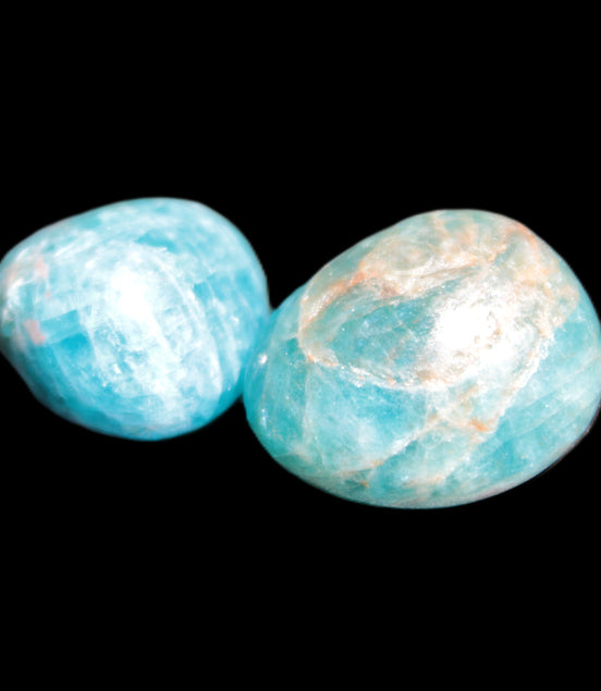 Blue Apatite 2 tumbled stones 15-19g in sunlight - Rocks and Things Store