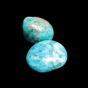 Blue Apatite 2 tumbled stones 15-19g in sunlight - Rocks and Things Store