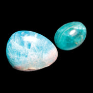 Blue Apatite 2 tumbled stones 15-19g in sunlight - Rocks and Things Store