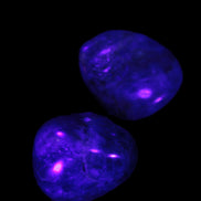 Blue Apatite 2 tumbled stones 15-19g in UV light - Rocks and Things Store