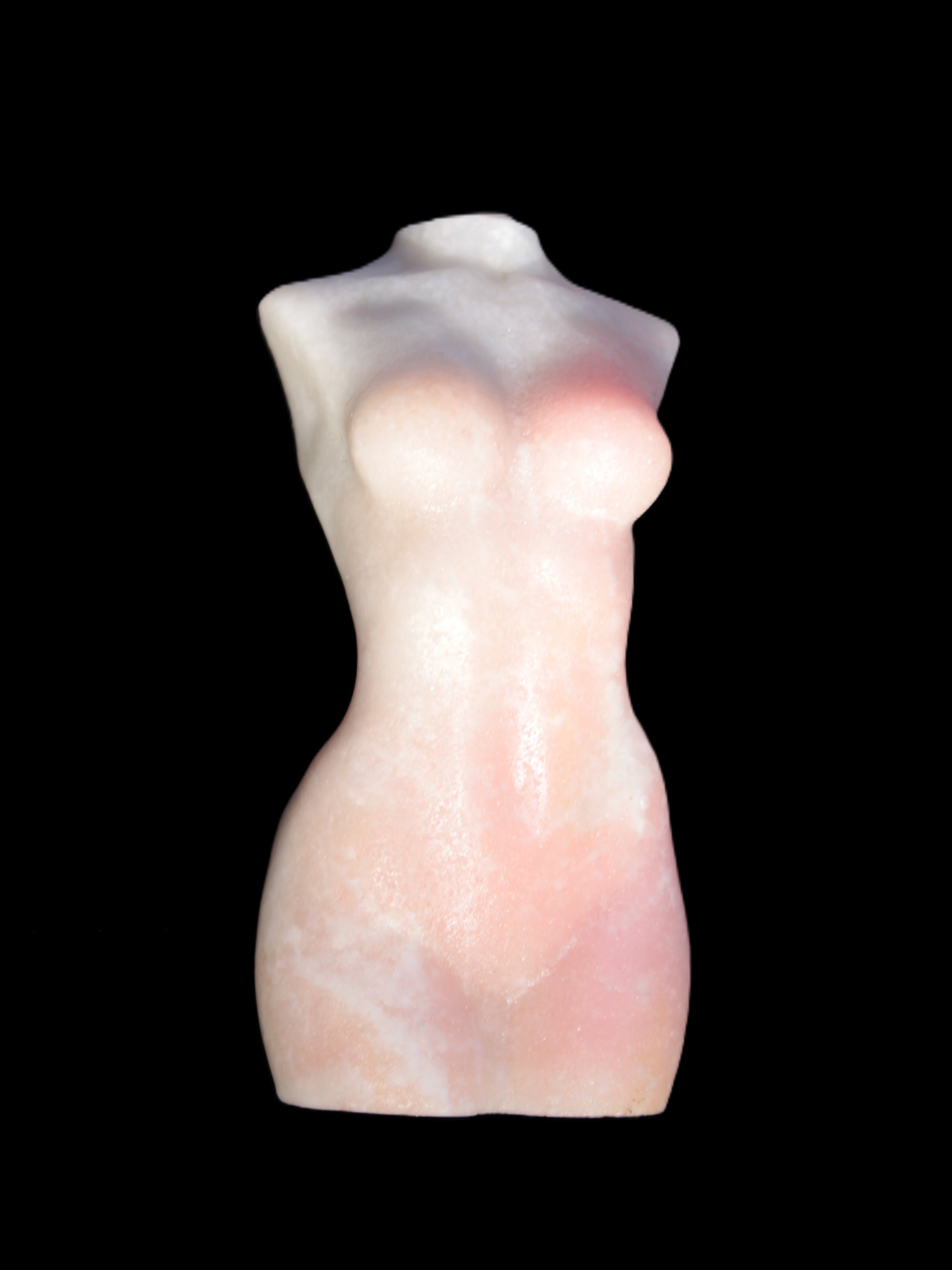 Pink Opal hand-carved woman's torso goddess 38*80mm 134.7g in sunlight